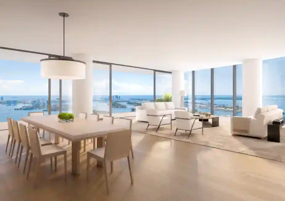 Beautifully decorated living space and a wonderful view from the large glass window