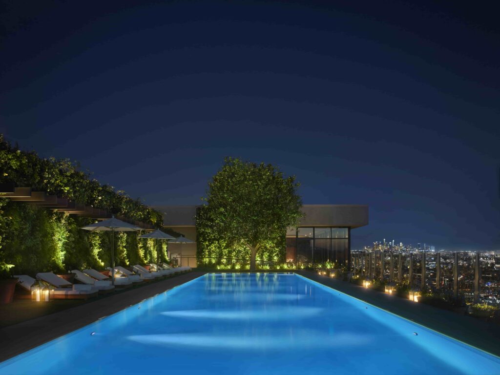 Terrace pool with tree