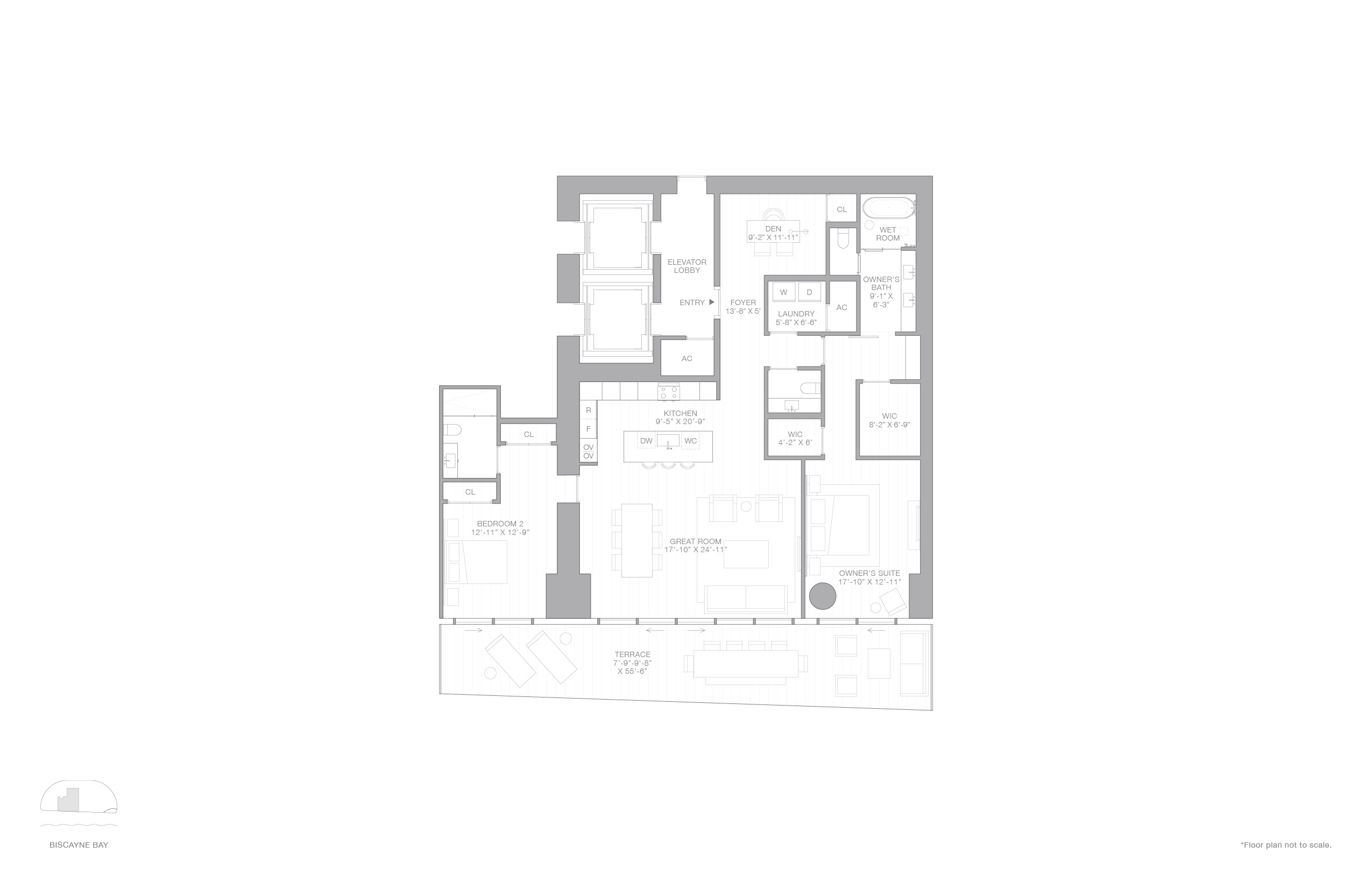 Black and white blueprint map of floor